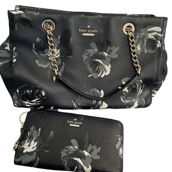 Kate Spade Night Rose handbag purse and wallet - Picture 1 of 4